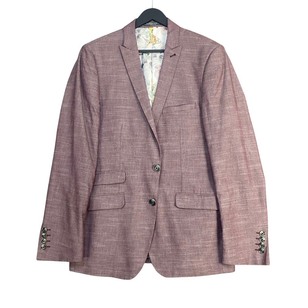Paisley & Gray Blazer Sportcoat Slim Fit Men 40R Burgundy Butterfly Surgeon cuff